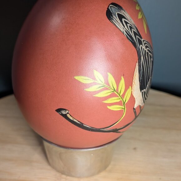 Large Hand painted Bird Design Decorative Egg - Picture 4 of 5